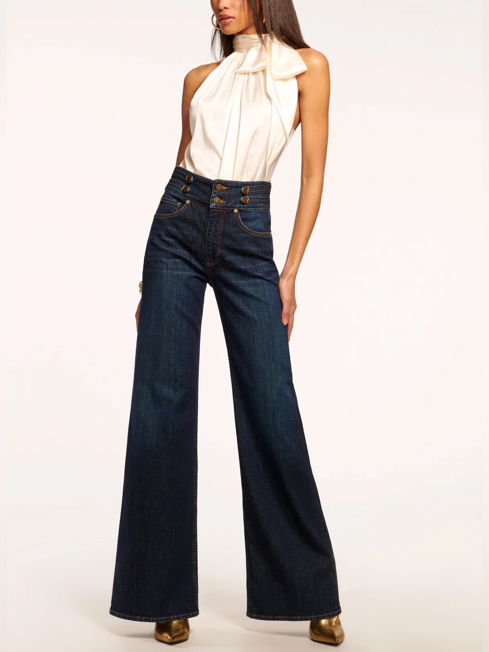 NWT $295 ✨ Ramy Brook Liv High-Rise Wide Leg Jean 🌸 Size 24 ✨ Dark Rinse